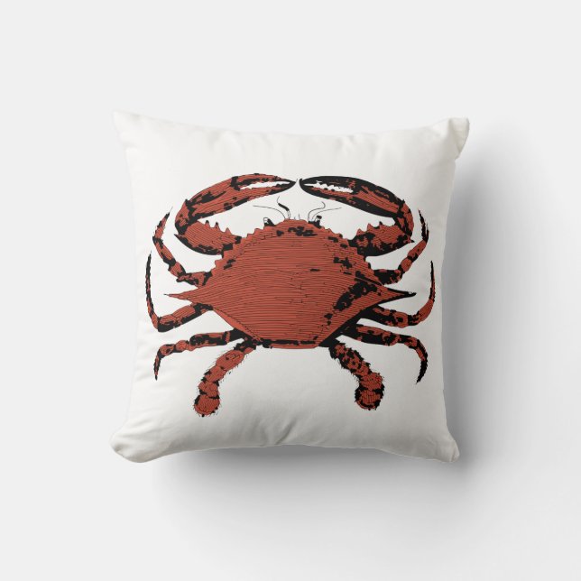 Coussin Illustration rouge vintage de crabe - style (Recto)