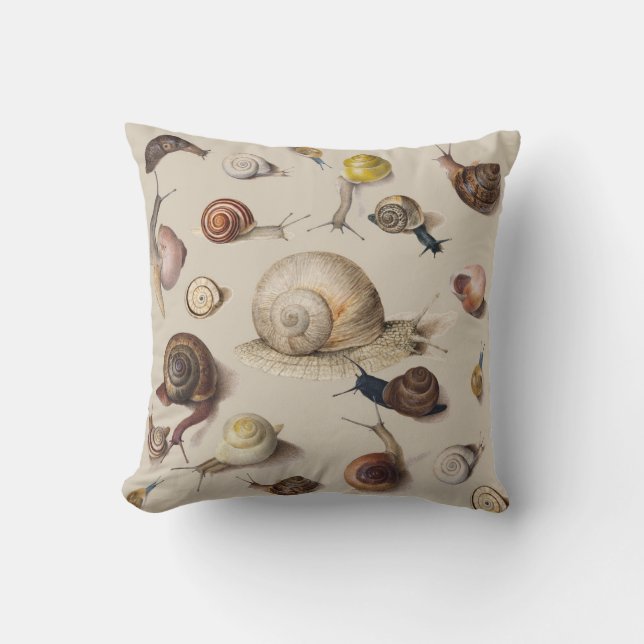 Coussin Illustration scientifique de vieux escargots de ja (Recto)
