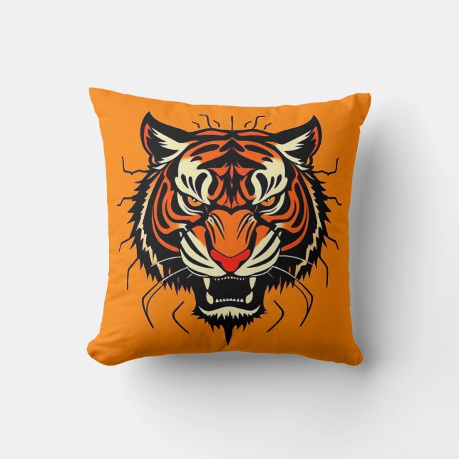 Coussin Illustration stylisée de la tête d'un tigre (Recto)