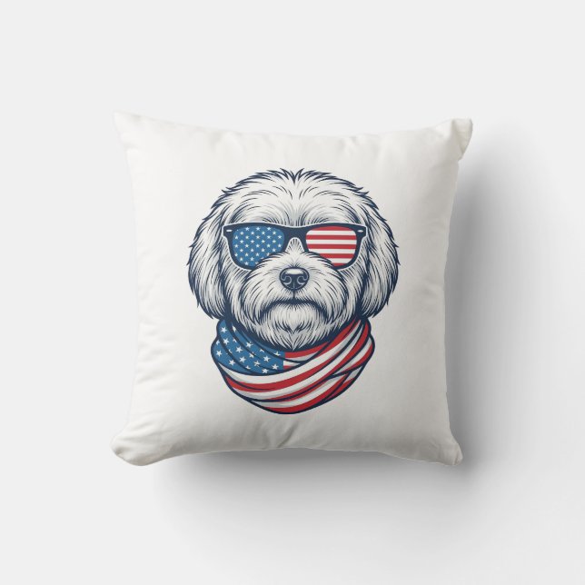 Coussin Illustration vectorielle de chien duveteux patriot (Recto)