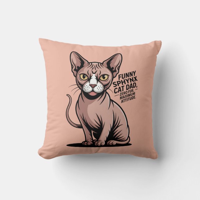 Coussin Illustration vectorielle de papa chat Sphynx drôle (Recto)