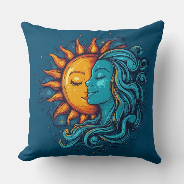 Coussin Illustration vintage Day Lady Sky (Recto)