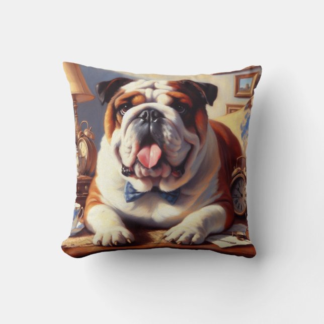 Coussin Illustration vintage de Bulldog (Recto)