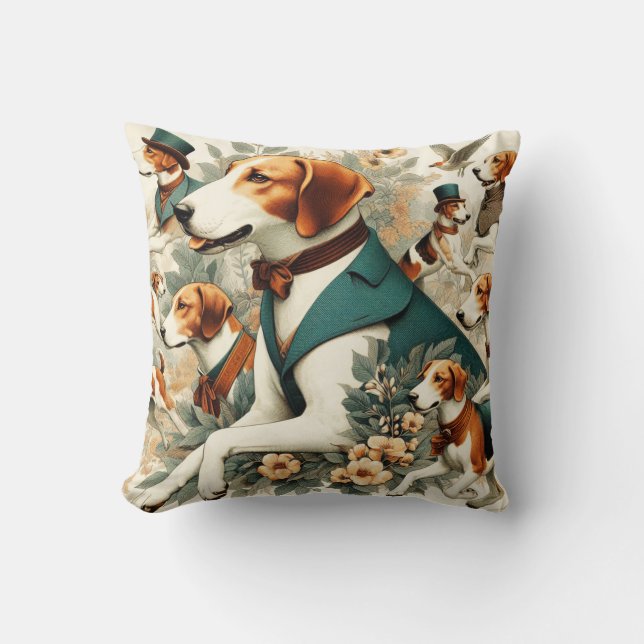 Coussin Illustration vintage de Foxhound sans joint (Recto)