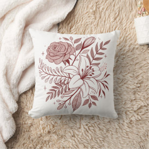 Coussin Illustration vintage de la florale du Boho