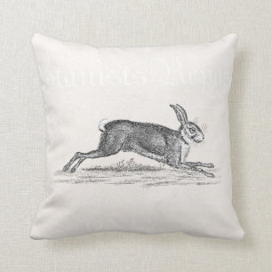 Coussin Illustration vintage de lapin de lièvres - lapins