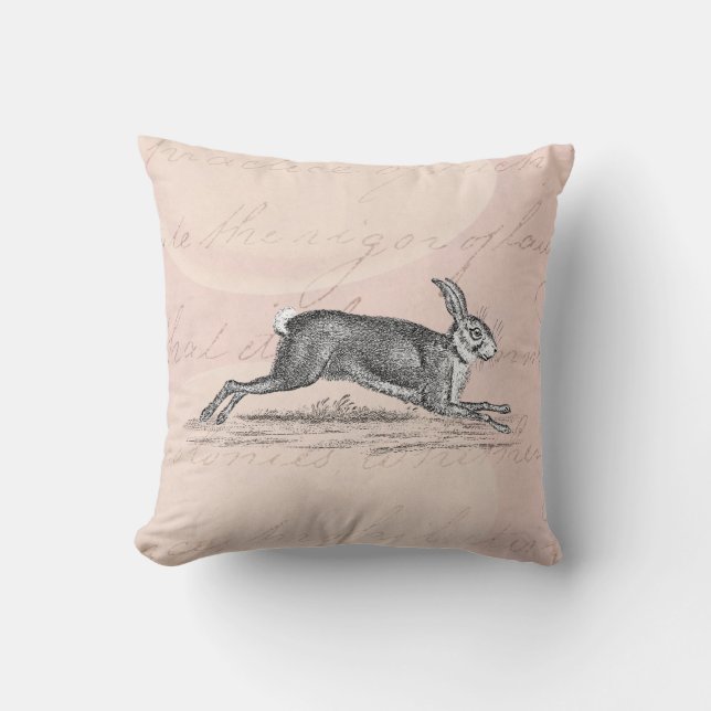 Coussin Illustration vintage de lapin de lièvres - lapins (Recto)
