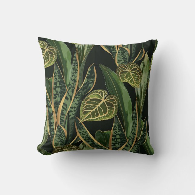 Coussin Illustration vintage de nuit tropicale (Recto)