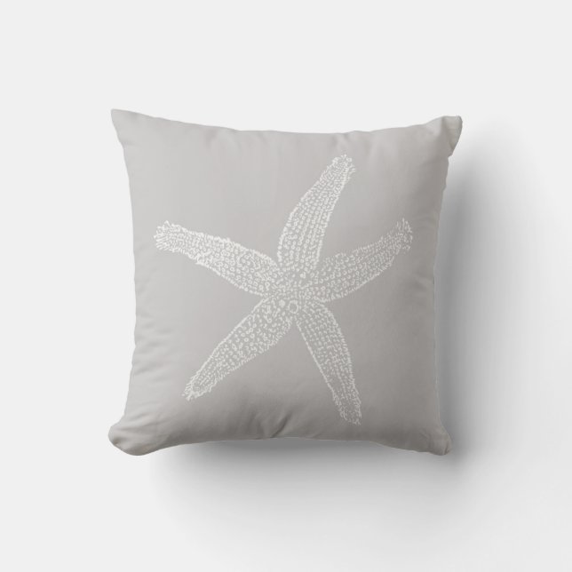 Coussin Illustration vintage de poisson étoilé en gris (Recto)
