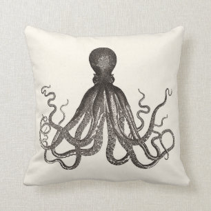 Coussin Illustration vintage de poulpe dans la sépia
