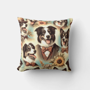 Coussin Illustration vintage des bordures Collie