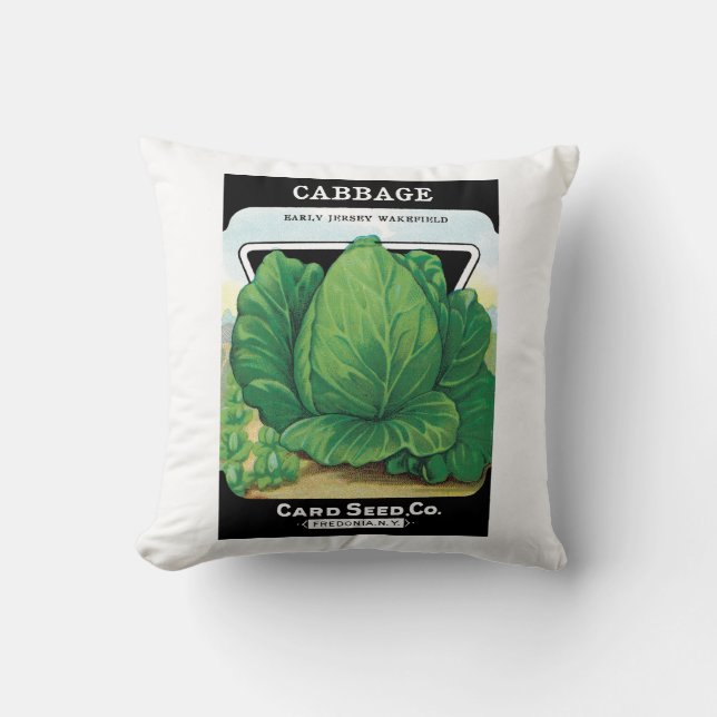 Coussin Illustration vintage d'étiquette de sachet de grai (Recto)