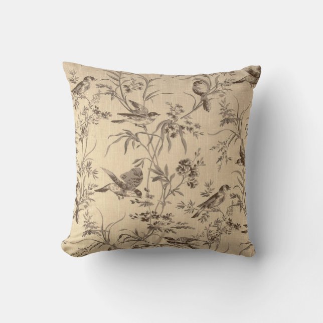 Coussin Illustration vintage d'oiseau (Recto)