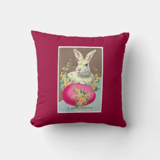 Coussin Illustration vintage du lapin de Pâques