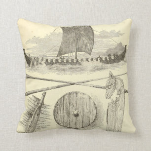 Coussin Illustration vintage et illustrations de Vikings