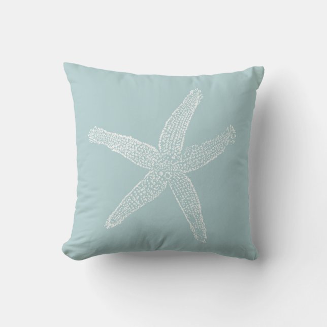 Coussin Illustration vintage Starfish Pastel Seafoam Blue (Recto)