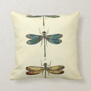 Coussin Illustration vintage, trois libellules