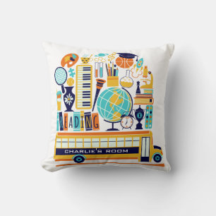 Coussin Illustrations scolaires nom personnalisé lancer de