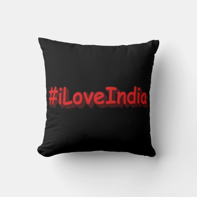 Coussin "#iLoveIndia" Conception sympa. Commandez dès main (Recto)