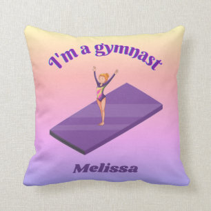 Coussin I'm A Gymnast - Girl with/ Leotard on Purple Gym M