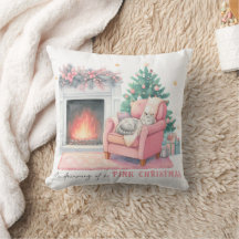 I'm Dreaming of a Pink Christmas Throw Pillow