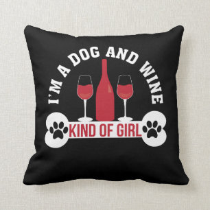 Coussin Im genre de vin de chien de fille de vin de chien