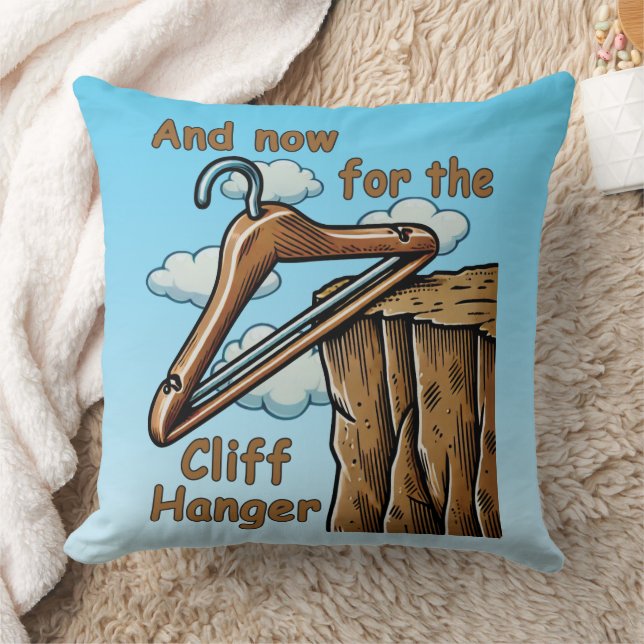 Coussin Image amusante de Cliff Hanger avec jeu de mot (Couverture)