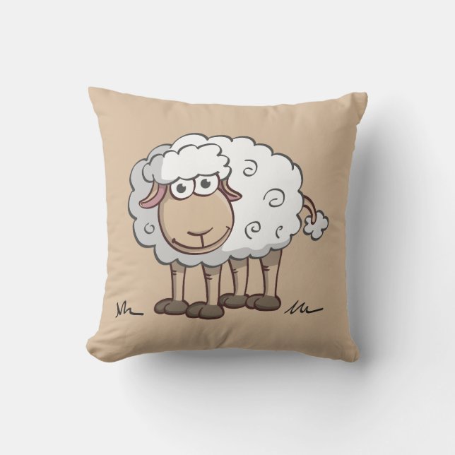 Coussin Image amusante d'un mouton souriant (Recto)