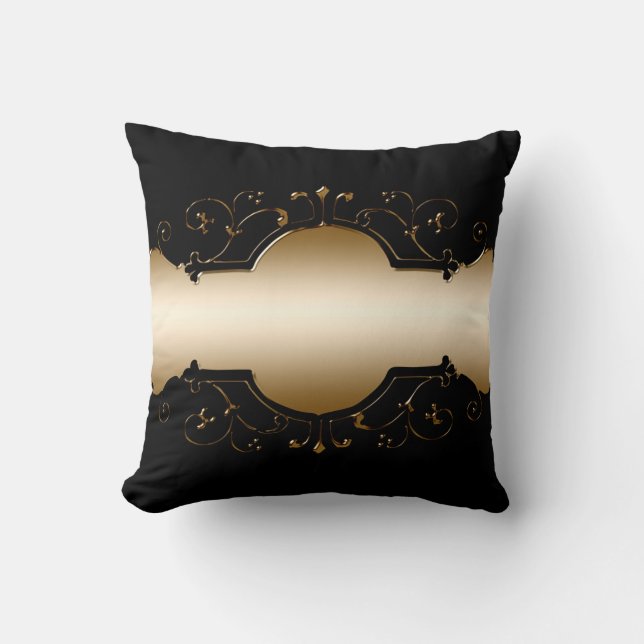 Coussin image Arrière - plan cadre or noir (Recto)