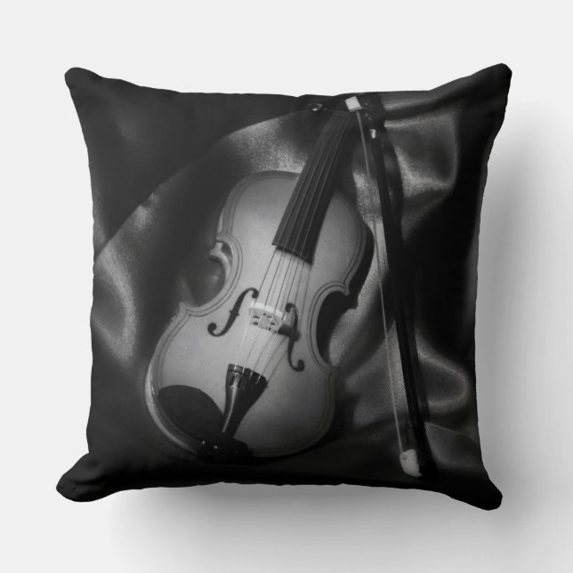 Coussin Image de b&W à vie morte d'un violon (Recto)