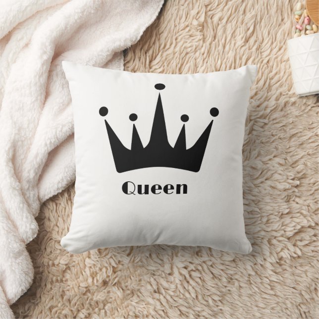 Coussin Image de couronne de couleur noire avec texte de r (Couverture)