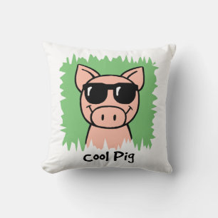 Coussin Image de dessin animé de cochon cool avec des lune