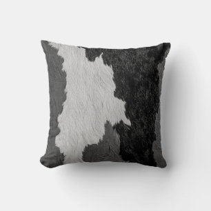 Coussin Image de peau de vache tachetée en cuir turquoise