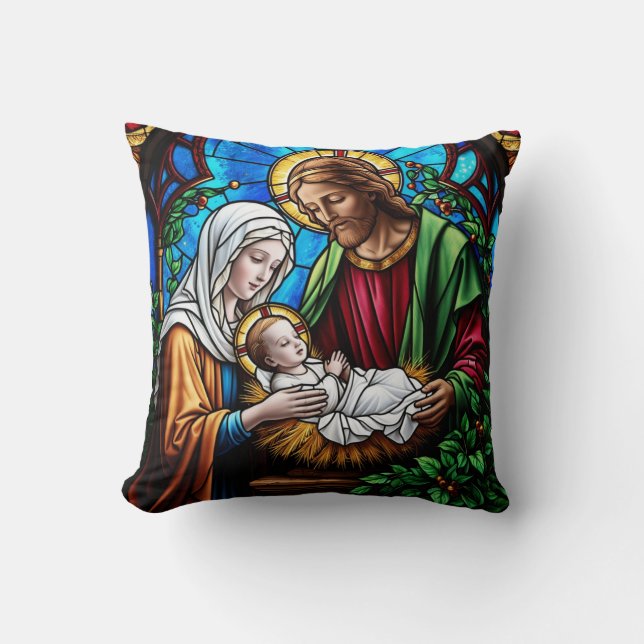 Coussin image de verre teinté cristal de houx  (Recto)