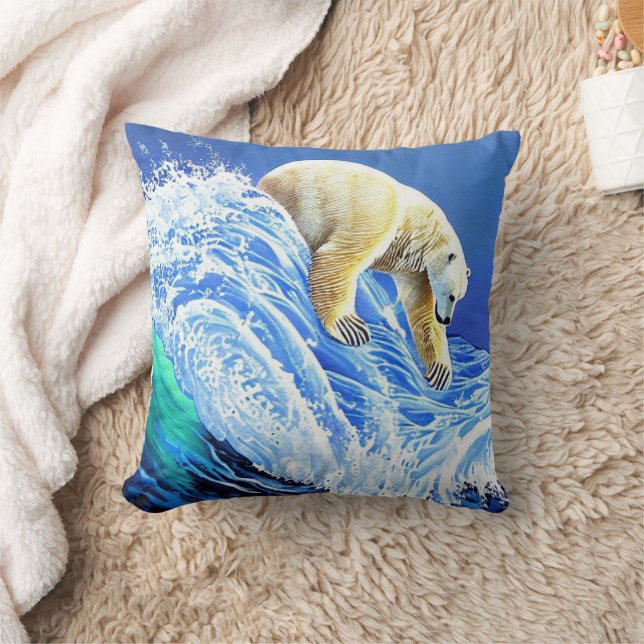 Coussin Image: Polar bear in the sea. (Couverture)