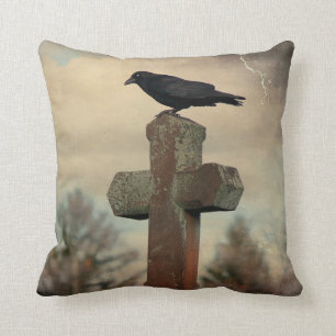 Coussin Image vintage Crow Goth