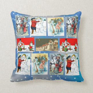 Coussin Images vintages de bonhomme de neige