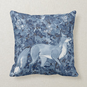 Coussin Imaginaire à papillon floral de la Navy Blue Fox
