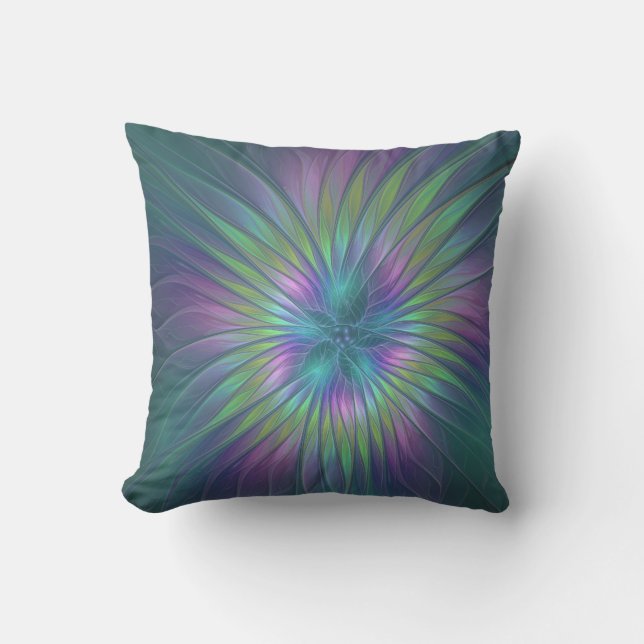 Coussin Imaginaire brillant coloré Fleur Abstrait Fractal  (Recto)