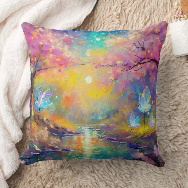 Coussin Imaginaire cerise en fleurs Sunrise Stream (Couverture)