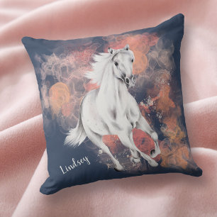 Coussin Imaginaire Cheval Blanc Courir Bleu
