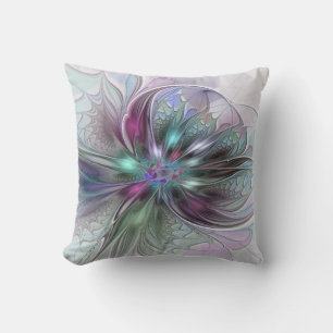 Coussin Imaginaire coloré Abstrait Fleur fractale moderne