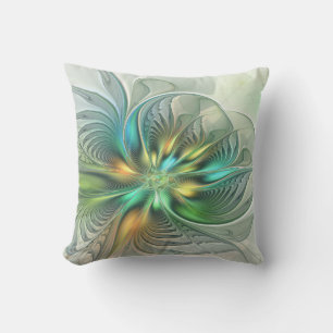 Coussin Imaginaire coloré Moderne Fleur Abstraite Fractale
