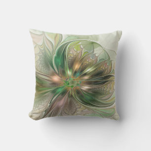 Coussin Imaginaire coloré Moderne Fleur Fractale Abstraite