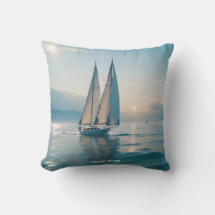 Coussin Imaginaire Cute Boat Sea Sun