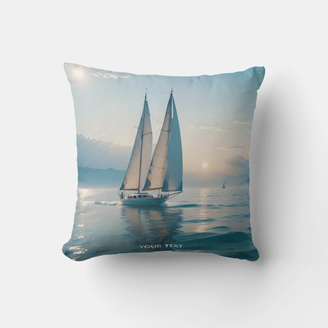 Coussin Imaginaire Cute Boat Sea Sun (Recto)