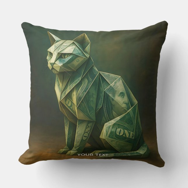 Coussin Imaginaire Cute Chat Argent Origami (Recto)