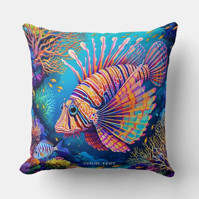 Coussin Imaginaire Cute Lionfish Coral Reef (Recto)