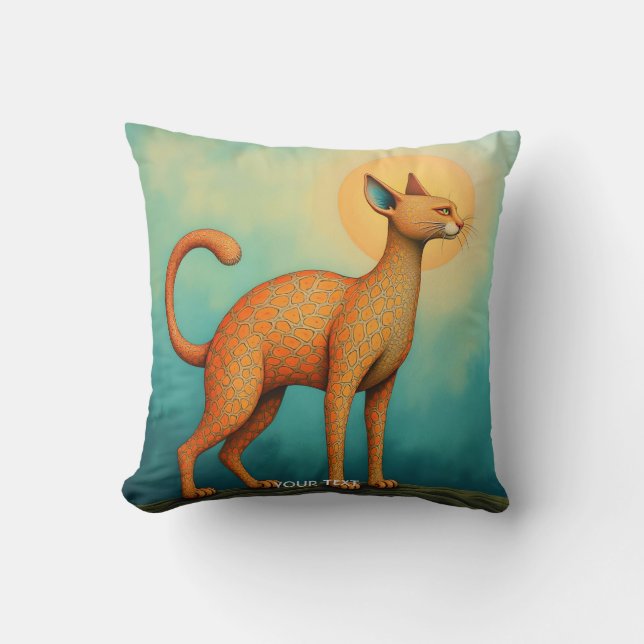 Coussin Imaginaire Cute Orange Chat Abstrait (Recto)
