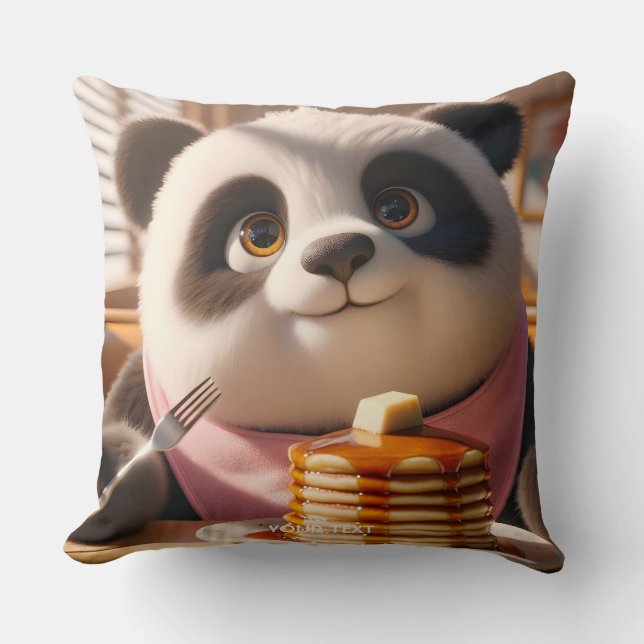 Coussin Imaginaire Cute Panda Manger Pancakes (Recto)